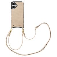 Selencia Coque de télephone Nova Croco avec cordon et porte-cartes Apple iPhone 16 - Beige