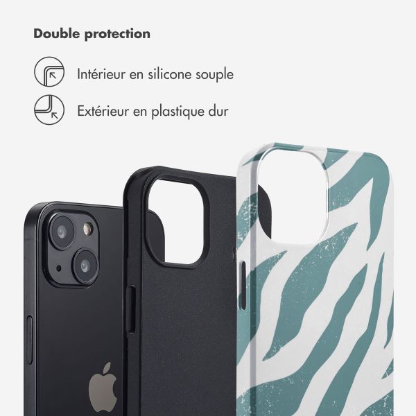 Selencia Coque arrière Vivid Tough iPhone 13 - Colorful Zebra Pine Blue