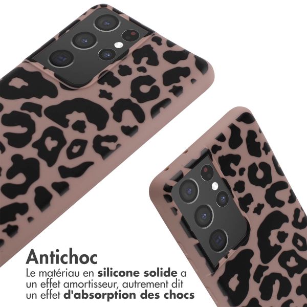 imoshion Coque design en silicone avec cordon Samsung Galaxy S21 Ultra - Animal Pink