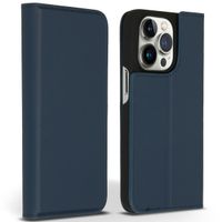 Accezz Étui de téléphone Slim Folio en cuir de qualité supérieure iPhone 14 Pro - Bleu foncé