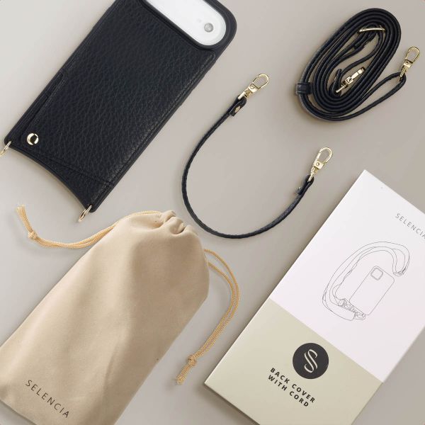 Selencia Coque de télephone Nova avec cordon et porte-cartes Apple iPhone Air - Noir