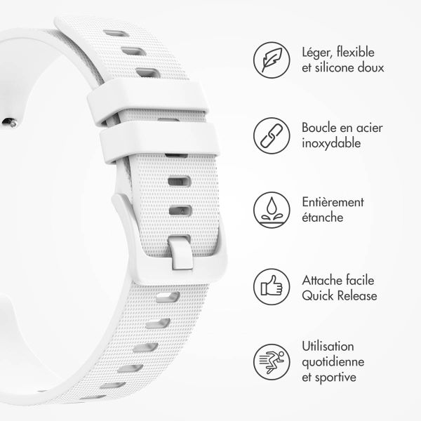 imoshion Bracelet sport en silicone avec boucle - Connexion universelle 20 mm - Blanc