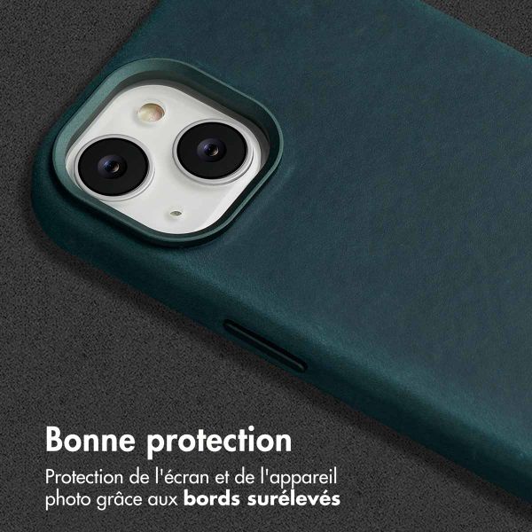 Accezz Coque MagSafe en cuir vintage Apple iPhone 14 - Smokey Green