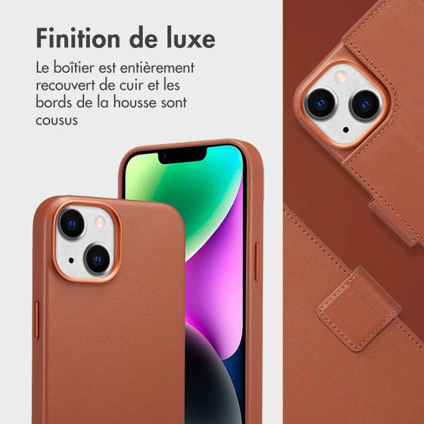 Accezz Étui de téléphone portefeuille en cuir 2-en-1 avec MagSafe Apple iPhone 14 - Sienna Brown
