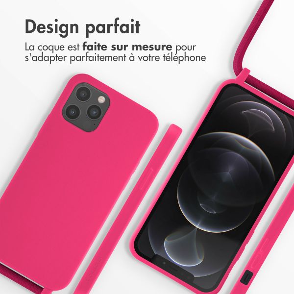 imoshion ﻿Coque en silicone avec cordon iPhone 12 (Pro) - Rose Fluo