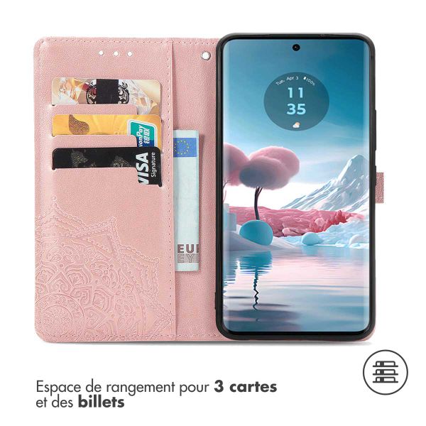 imoshion Etui de téléphone portefeuille Mandala Motorola Edge 40 Neo - Rose Dorée