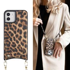 Selencia Coque arrière avec cordon et porte-cartes Nova iPhone 12 (Pro) - Leopard