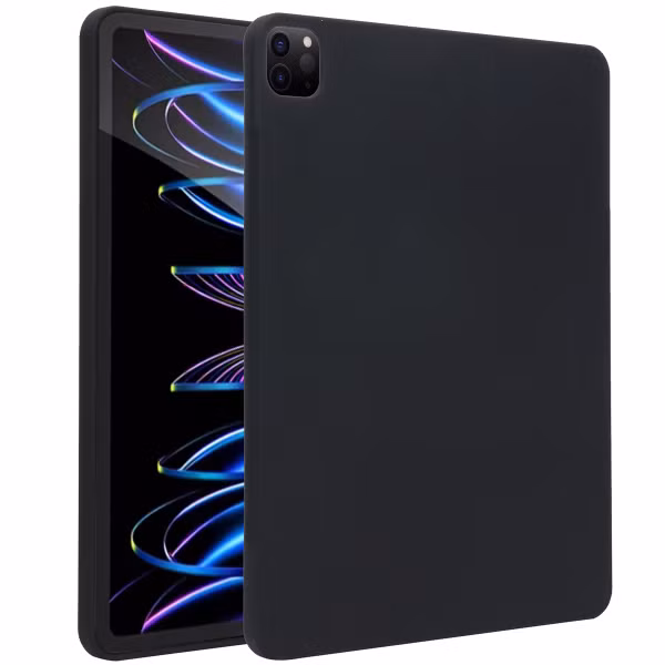 Accezz Coque Liquid Silicone avec porte-stylet Apple iPad Pro 12.9 (2022) / Pro 12.9 (2021) / Pro 12.9 (2020) - Noir