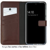 Selencia Étui portefeuille en cuir véritable Samsung Galaxy S23 FE - Marron