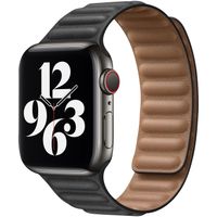 Apple Bracelet Leather Link Apple Watch Series 1 t/m 9 / SE (38/40/41 mm) | Series 10 / 11 (42 mm) - Taille S/M - Noir