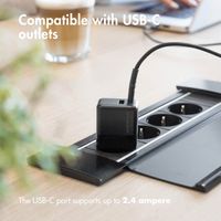 imoshion Chargeur Mural avec câble USB-C vers USB-C - Chargeur - Textile tissé - 20 Watt - 1 mètre - Noir