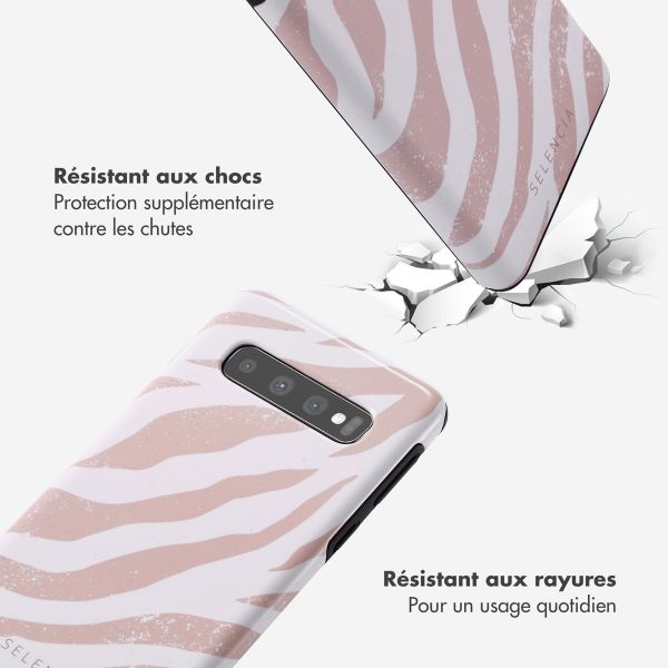 Selencia Coque arrière Vivid Tough Samsung Galaxy S10 - Colorful Zebra Old Pink