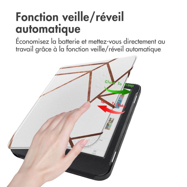 imoshion Design Slim Hard Case Sleepcover Kobo Clara Colour / BW - White Graphic