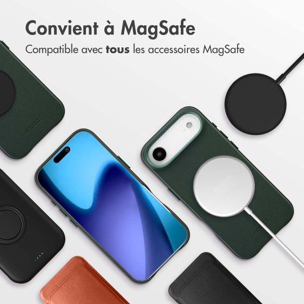 Accezz Coque arrière en cuir avec MagSafe Apple iPhone Air - Cedar Green