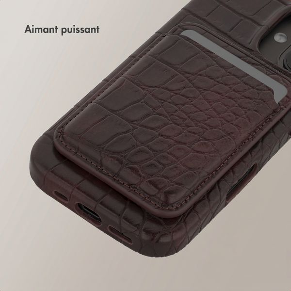 Selencia Porte-cartes Croco avec MagSafe - Choco Brown