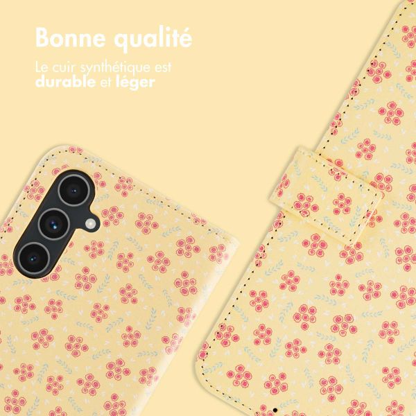 imoshion Étui de télephone portefeuille Design Samsung Galaxy A55 - Sunny Yellow Petite Flowers