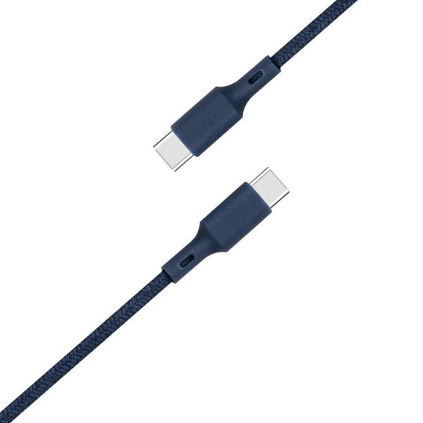 Just Green ﻿Câble USB-C vers USB-C - Recyclable - Coton tressé - 3A - 2 mètres - Bleu