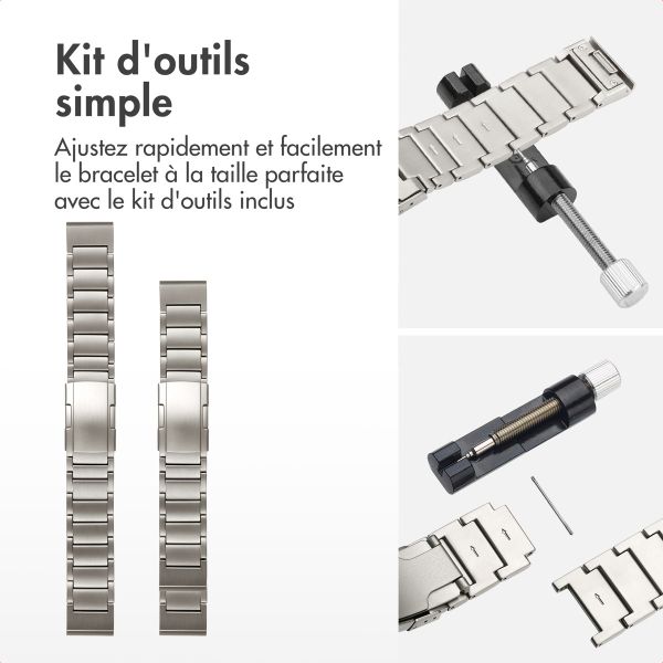 Accezz Bracelet en acier Titane mat  - Connexion Garmin 22 mm - Titanium