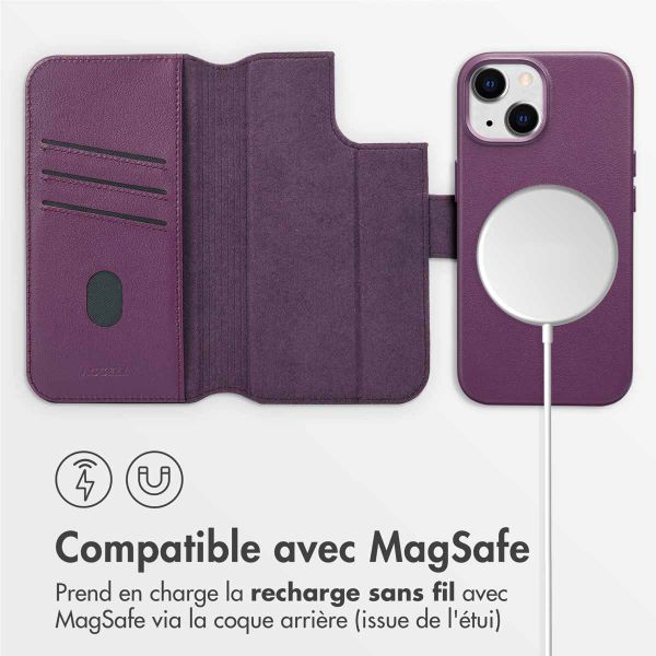 Accezz Étui de télephone portefeuille en cuir 2-en-1 avec MagSafe Apple iPhone 15 - Heath Purple