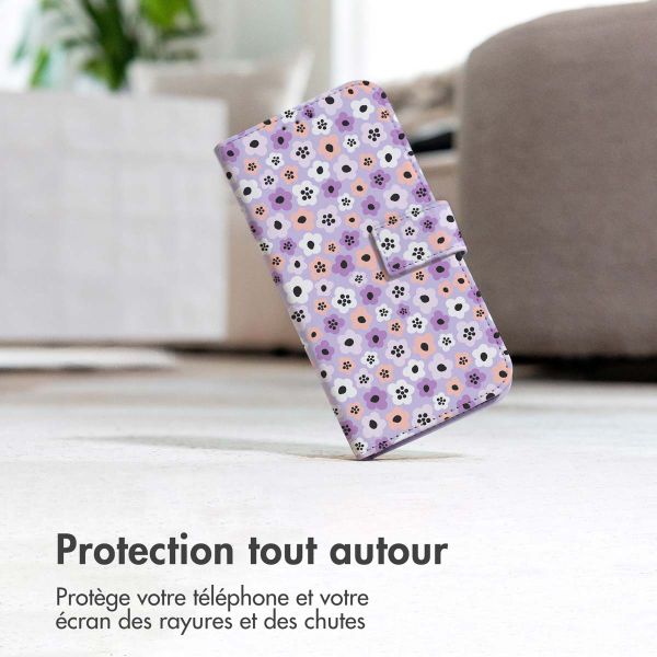 imoshion Étui de télephone portefeuille Design Apple iPhone 12 (Pro) - Purple Flowers