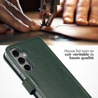 Selencia Étui de téléphone portefeuille en cuir véritable Samsung Galaxy S25 Plus - Vert