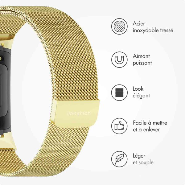 imoshion Bracelet magnétique milanais Fitbit Charge 5 - Taille M - Doré