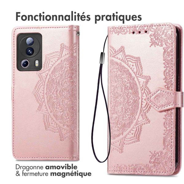 imoshion Etui de téléphone portefeuille Mandala Xiaomi 13 Lite - Rose Dorée