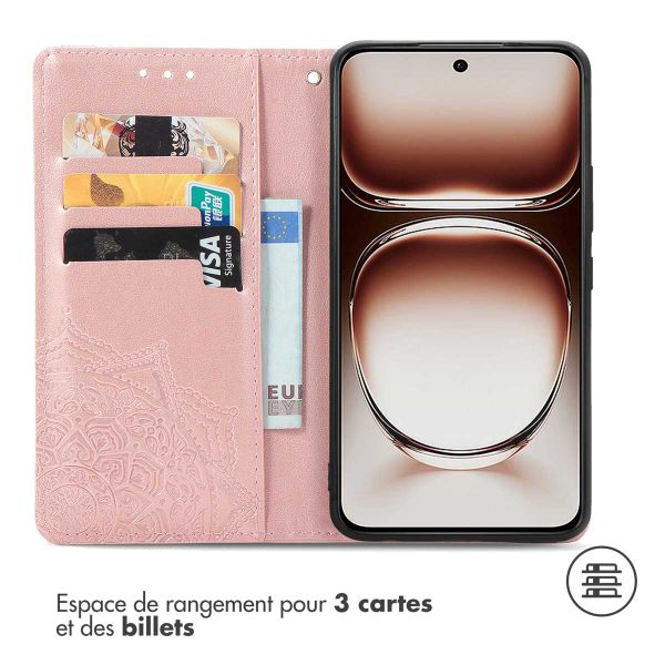 imoshion Etui de téléphone portefeuille Mandala Oppo Reno 12 Pro - Rose Dorée