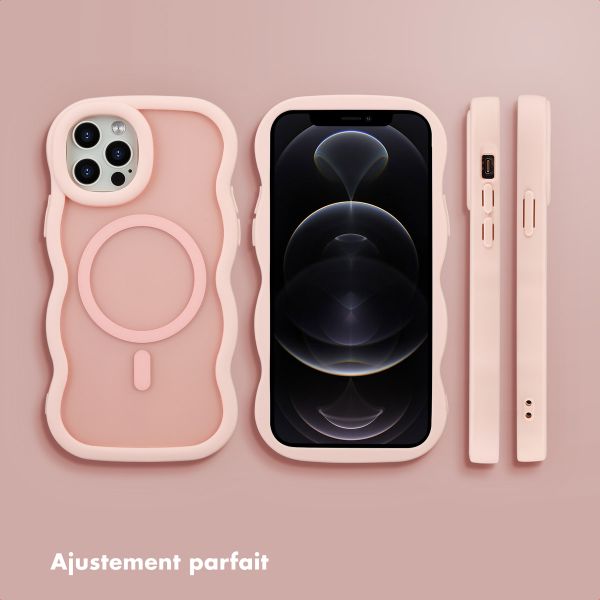 Selencia Coque arrière Wavy avec MagSafe Apple iPhone 12 (Pro) - Soft Pink