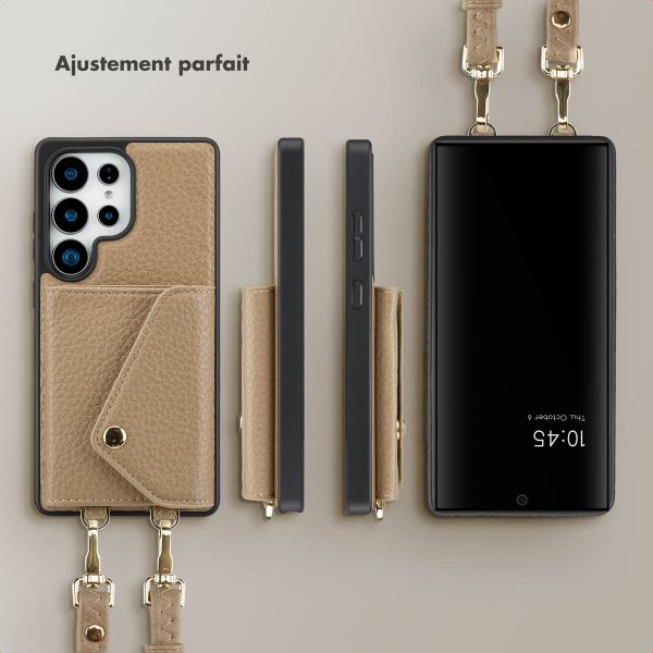 Selencia Coque de télephone Sera avec cordon et porte-cartes enveloppe Samsung Galaxy S25 Ultra - Taupe
