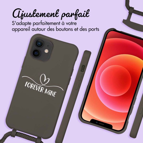 Coque de couleur personnalisée MagSafe avec cordon amovible et cœur élégant iPhone 12 Pro - Black Coffee