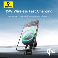 Baseus PrimeTrip Series C02 Mega Support de téléphone voiture - Magnétique et MagSafe/Qi2 - Charge sans fil - Autocollant - Noir