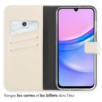 Selencia Étui portefeuille en cuir véritable Samsung Galaxy A15 (5G) - Greige