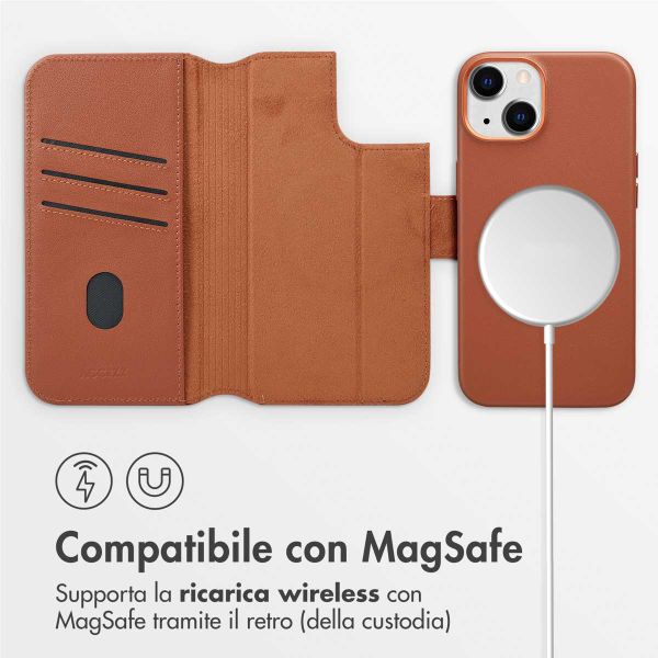 Accezz Étui de télephone portefeuille en cuir 2-en-1 avec MagSafe Apple iPhone 14 - Sienna Brown