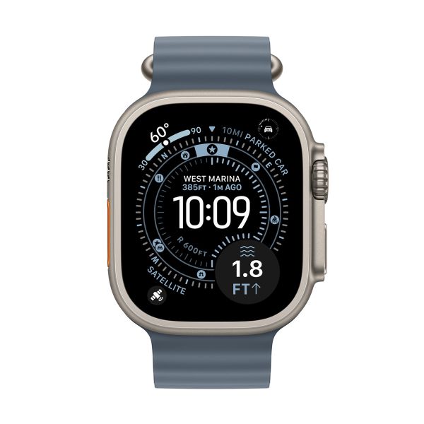 Apple Bracelet Ocean Apple Watch Series 1 t/m 11 / SE / Ultra (44/45/46/49 mm) - Anchor Blue / Natural Titanium