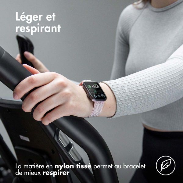 imoshion Bande élastique en nylon Apple Watch Series 1 á 10 / SE / Ultra (2) (44/45/46/49 mm) - Rose