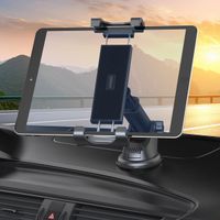 Accezz Support de tablette pour voiture - Tableau de bord et pare-brise - Réglable - Universel - Noir
