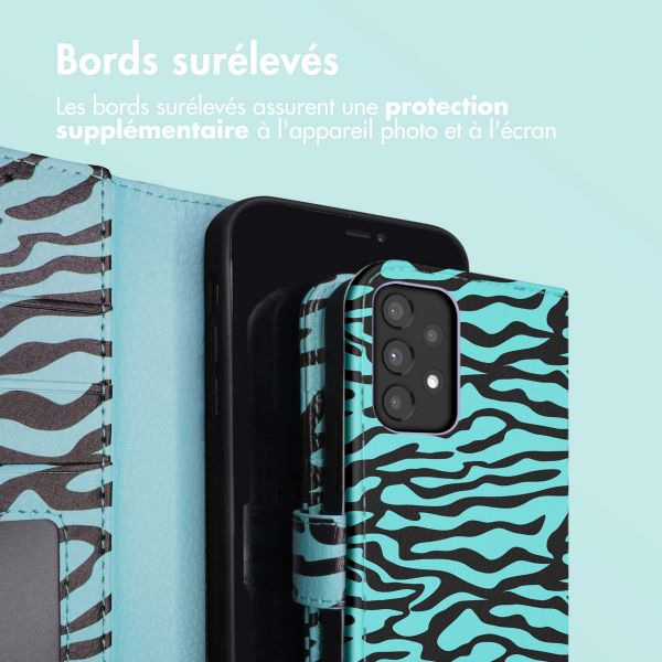 imoshion Étui de télephone portefeuille Design Samsung Galaxy A33 - Black Blue Stripes