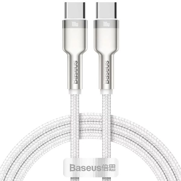 Baseus Cafule Series câble USB-C vers USB-C - Métal - 100 Watt - 1 mètre - Blanc