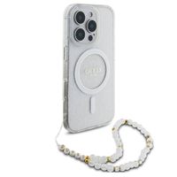 Guess MagSafe IML Glitter Case avec beads strap Apple iPhone 16 Pro - Transparent