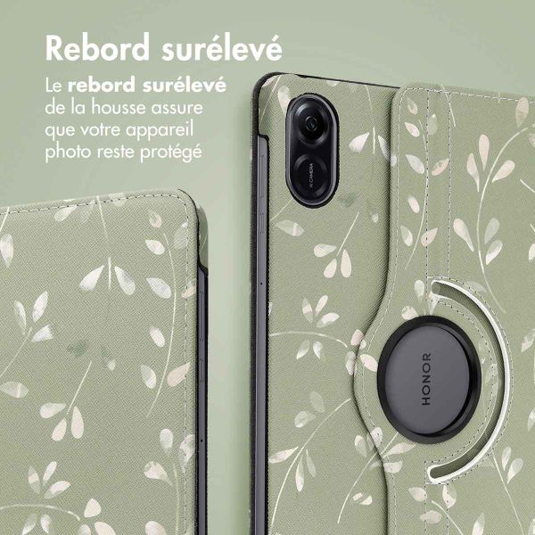 imoshion Coque tablette Design rotatif à 360° Honor Pad X9 - Green Flowers