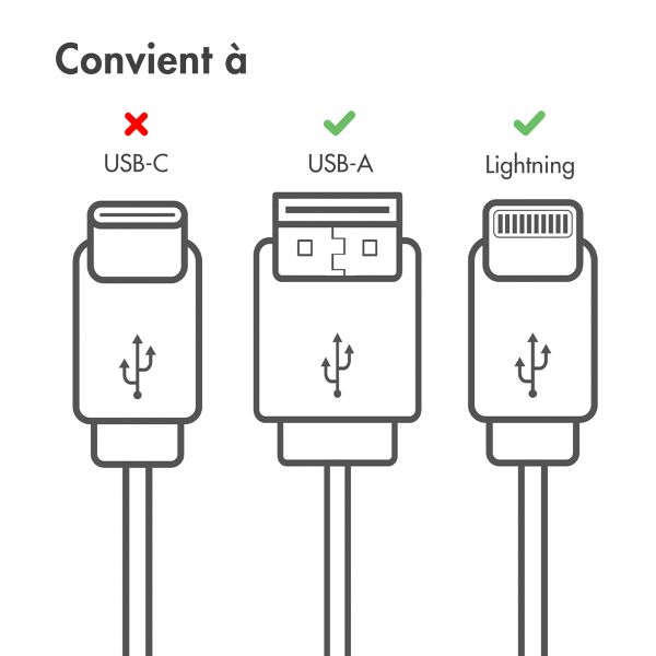 imoshion ﻿Câble Lightning vers USB - Non MFi - Textile tressé - 0,5 mètre - Blanc