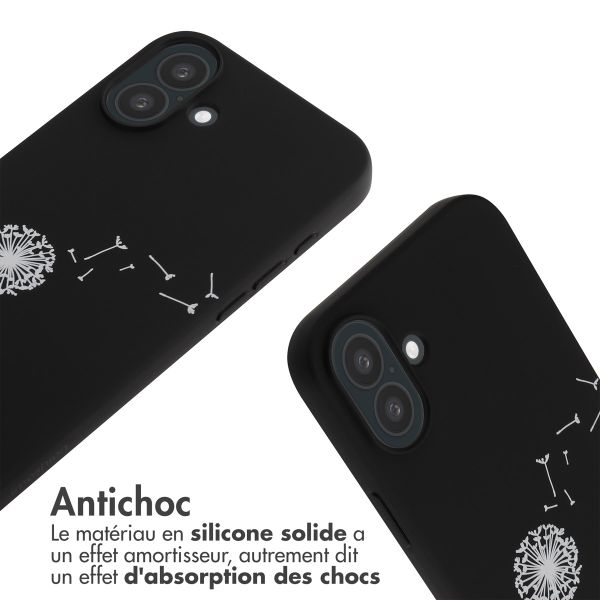 imoshion Coque design en silicone avec cordon Apple iPhone 16 Plus - Dandelion Black
