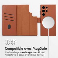 Accezz Étui de téléphone portefeuille en cuir 2-en-1 avec MagSafe Samsung Galaxy S24 Ultra - Sienna Brown