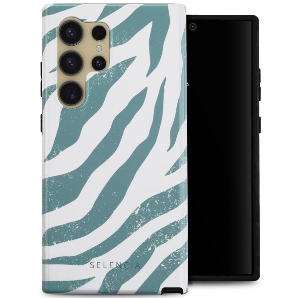 Selencia Coque arrière Vivid Tough Samsung Galaxy S24 Ultra - Colorful Zebra Pine Blue