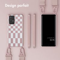 Selencia ﻿Coque design en silicone avec cordon amovible Samsung Galaxy A52(s) (5G/4G) - Irregular Check Sand Pink