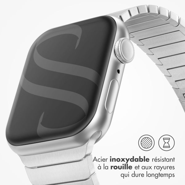 Selencia Bracelet à maillons en acier inoxydable Apple Watch Series 1 á 10 / SE / Ultra (2) (44/45/46/49 mm) - Argent