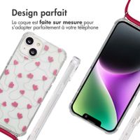 imoshion Coque Design avec cordon Apple iPhone 14 - Dusty Rose Connected Hearts