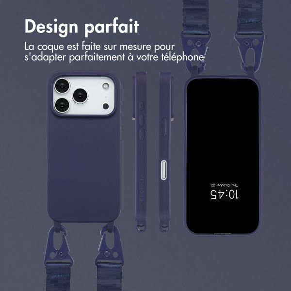 Selencia Coque silicone avec cordon amovible Apple iPhone 17 Pro - Bleu foncé