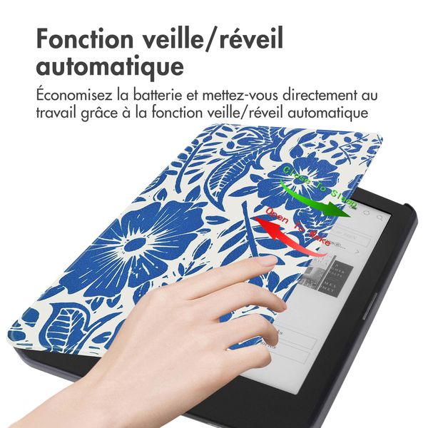 imoshion Design Slim Hard Case Sleepcover Kobo Clara HD - Flower Tile